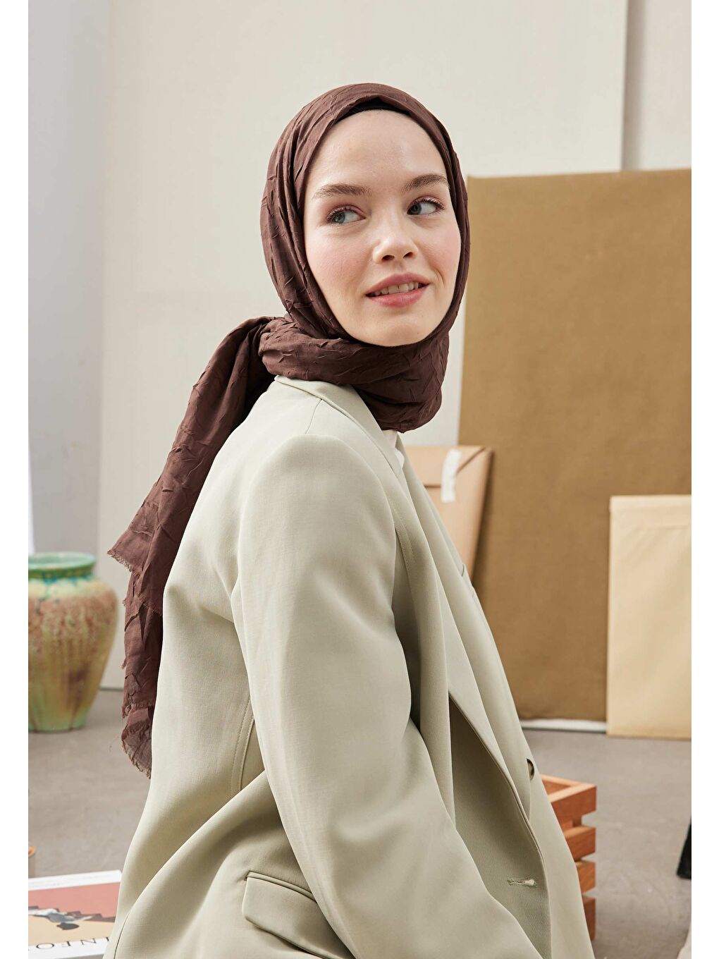 Kahverengi Bambu Şal Kakao-3