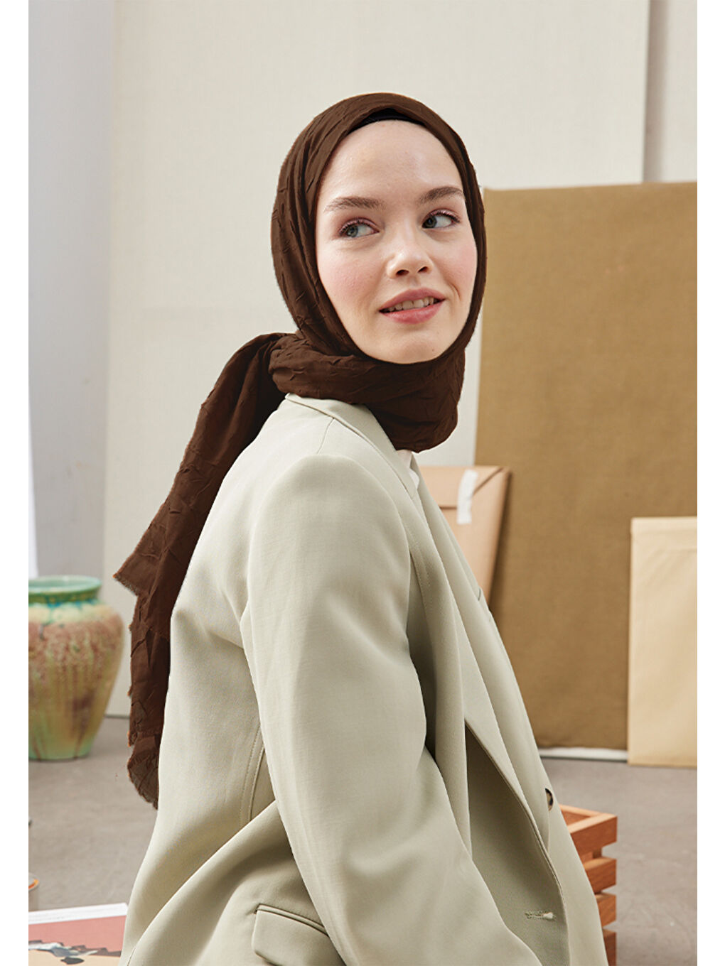 Kahverengi Bambu Şal Kakao-4