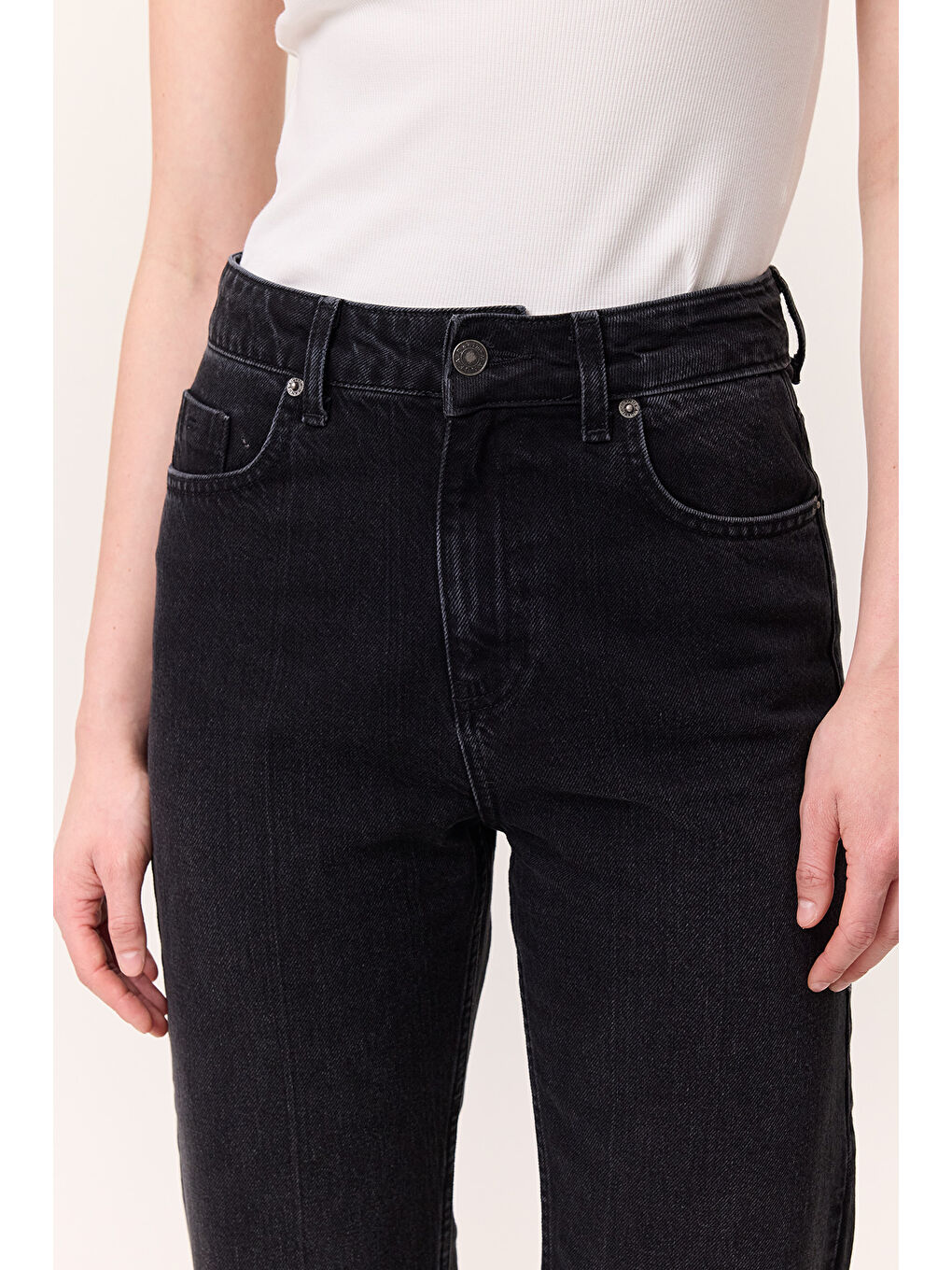 Yüksek Bel Straıght Fıt Jean Siyah-6
