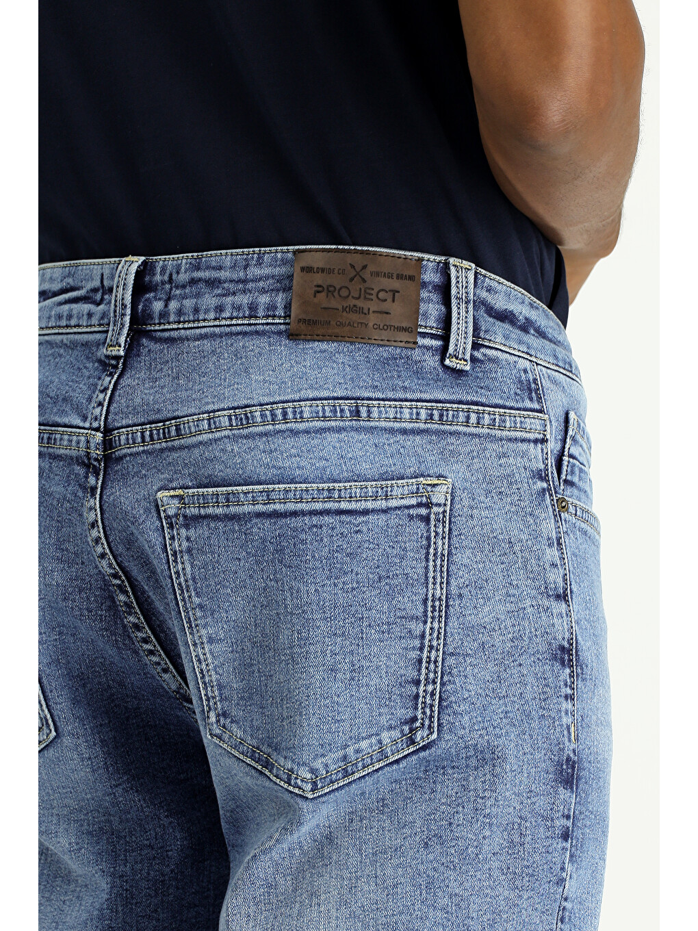 Lacivert Slim Fit Dar Kesim Elastanlı Denim Jean Pantolon-5