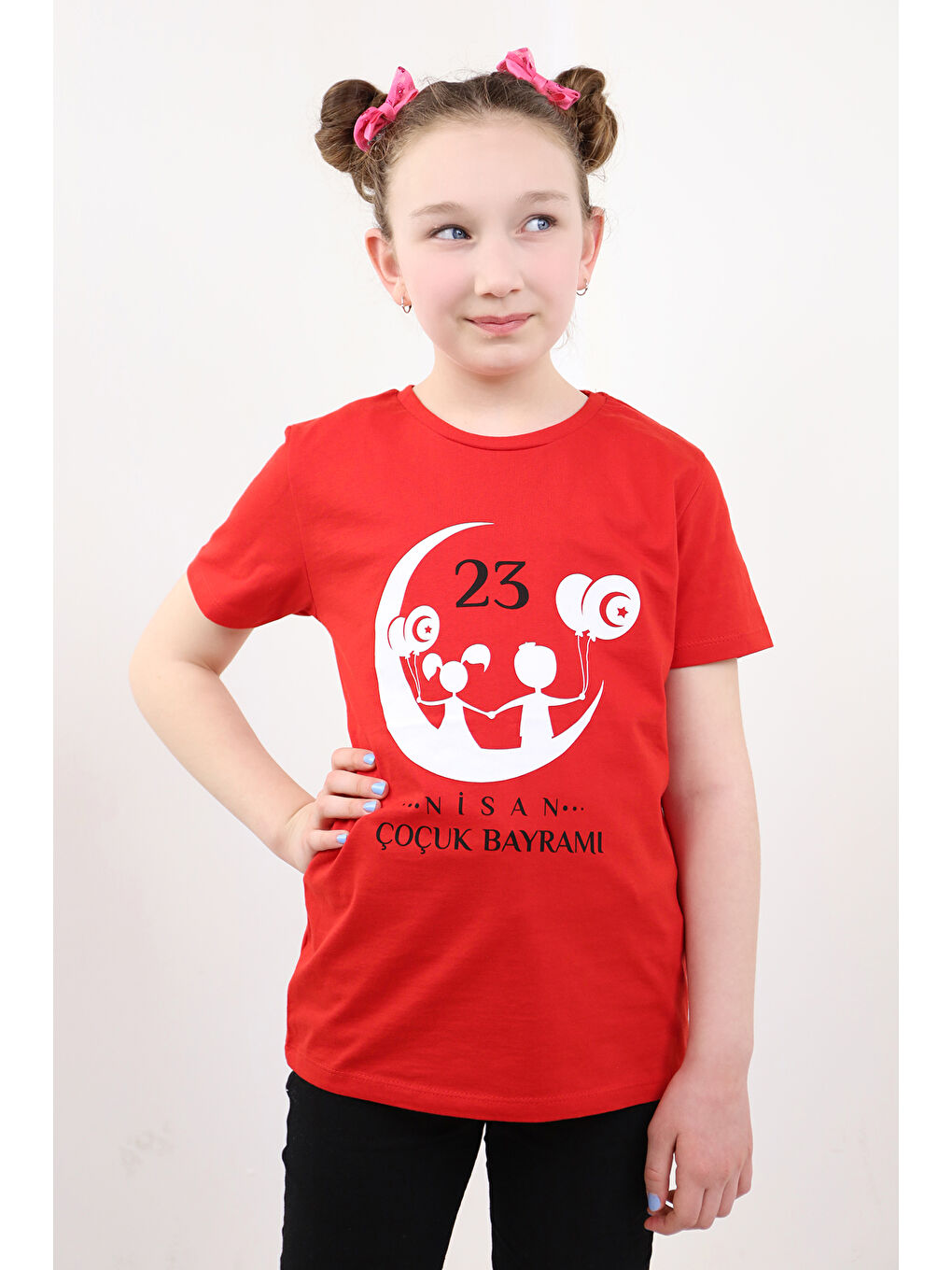 Kırmızı Unisex Çocuk 23 Nisan Baskılı Tişört