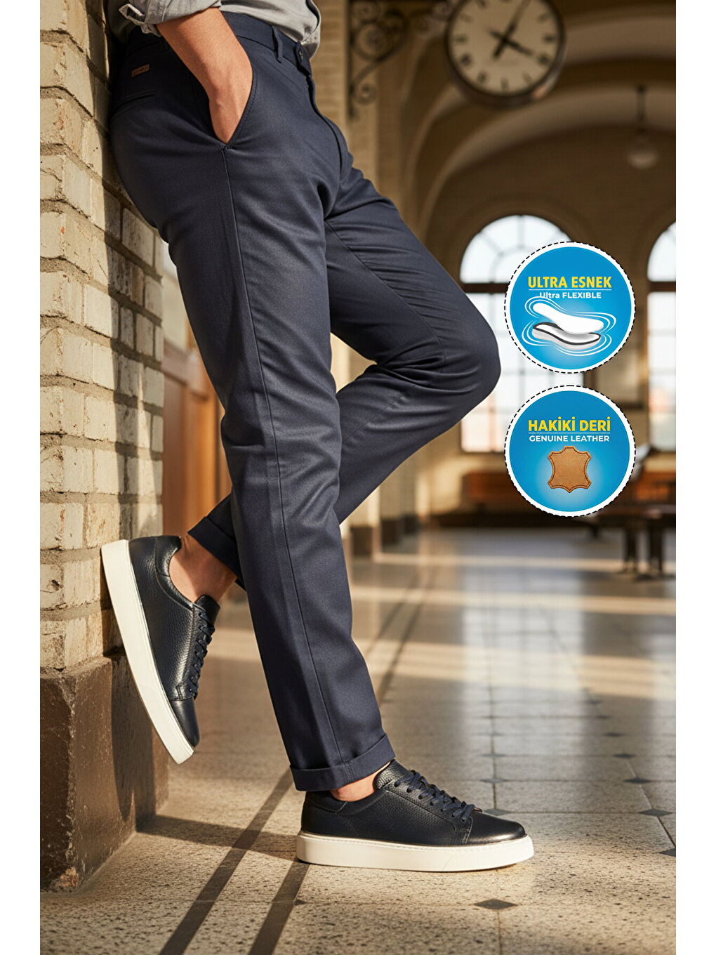 Premium Lacivert Hakiki Deri Erkek Casual Ayakkabı 2689 M-2