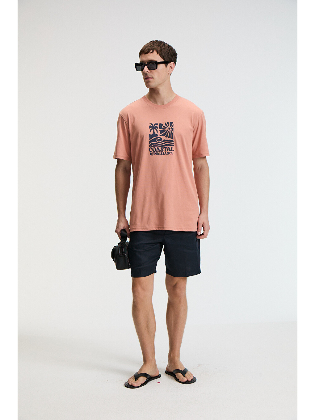 Turuncu Sweet Erkek %100 Pamuk Oversize Fit Baskılı Kısa Kollu Yuvarlak Yakalı Yavruagzı T-shirt-1
