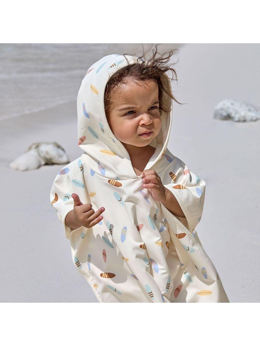 Beyaz Surfboards UV Korumalı Plaj Çocuk Panço Sea Salt-4
