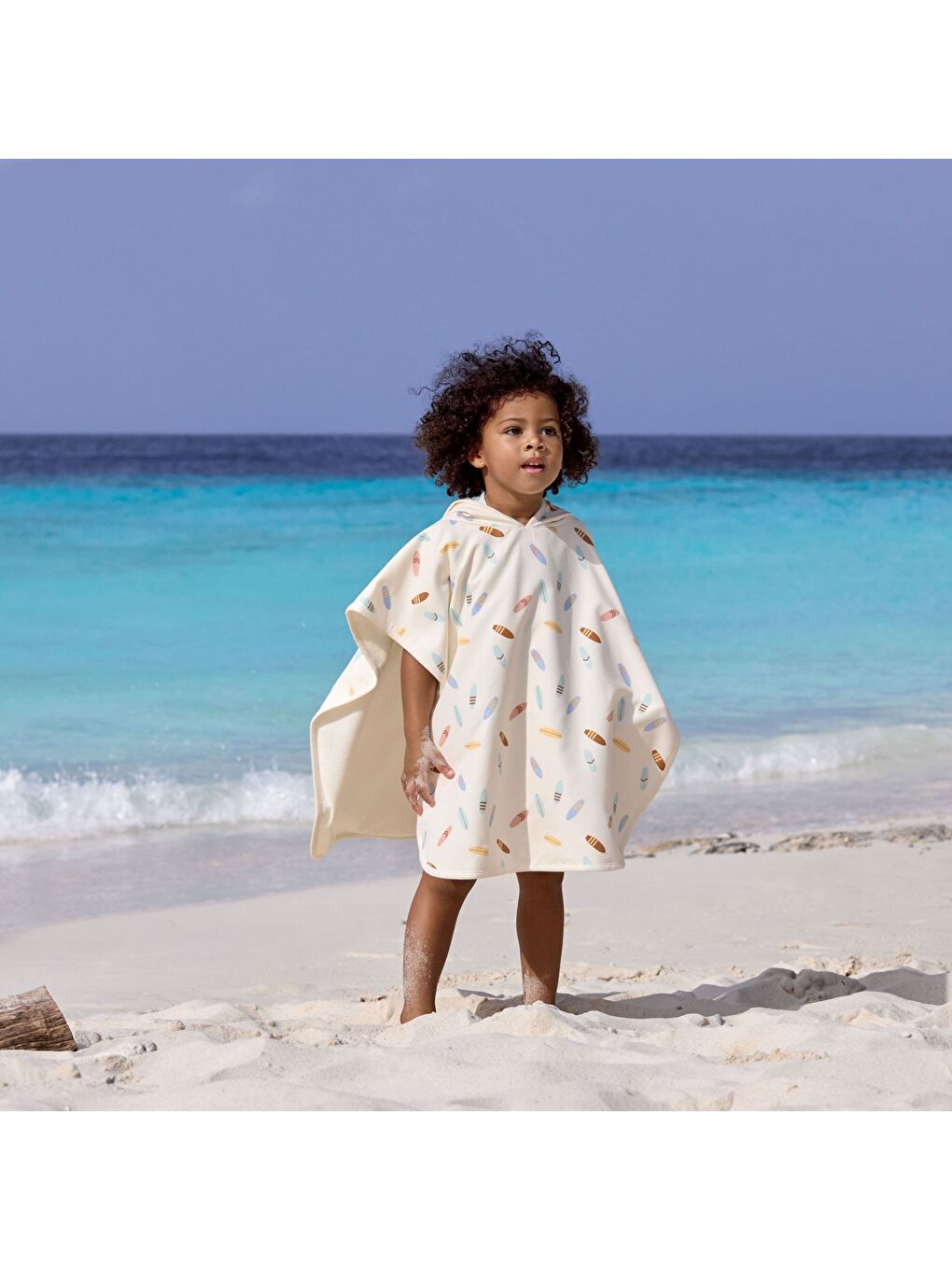 Beyaz Surfboards UV Korumalı Plaj Çocuk Panço Sea Salt-5