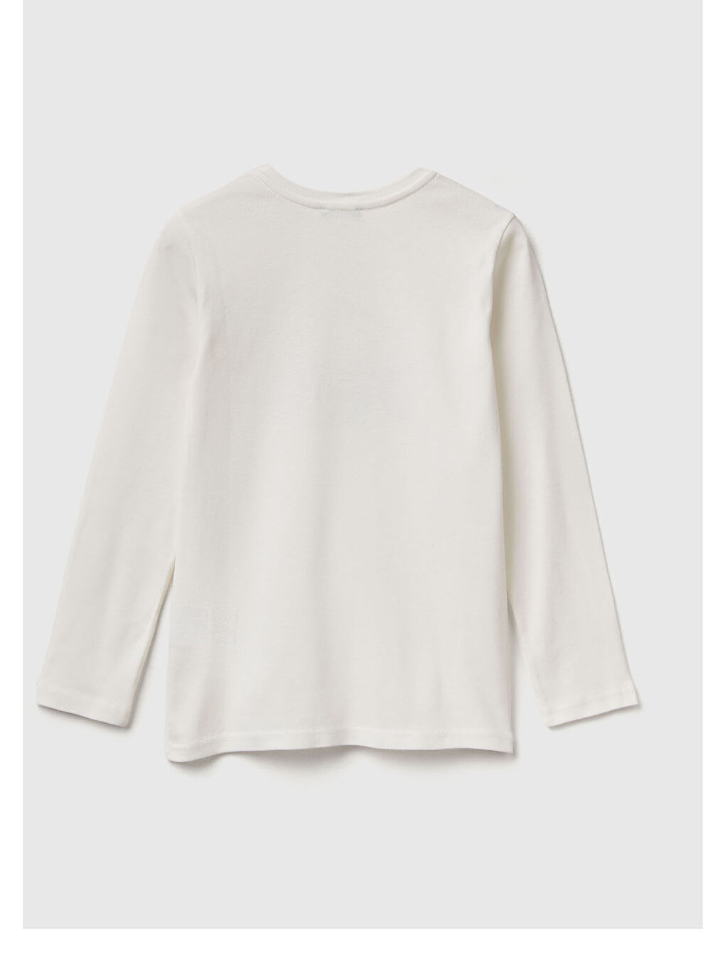 Kız Çocuk Ekru Önü Parıltılı Logo Baskılı Regular Fit Uzun Kollu T-Shirt-1