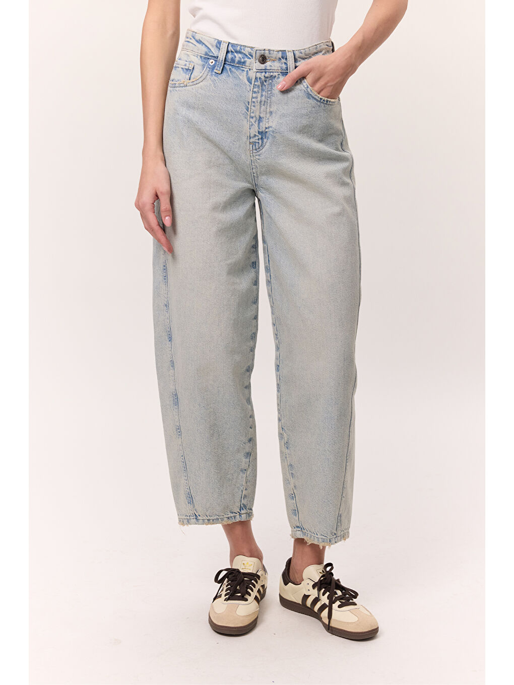 Bol Baggy Fıt Jean Açık Mavi-5