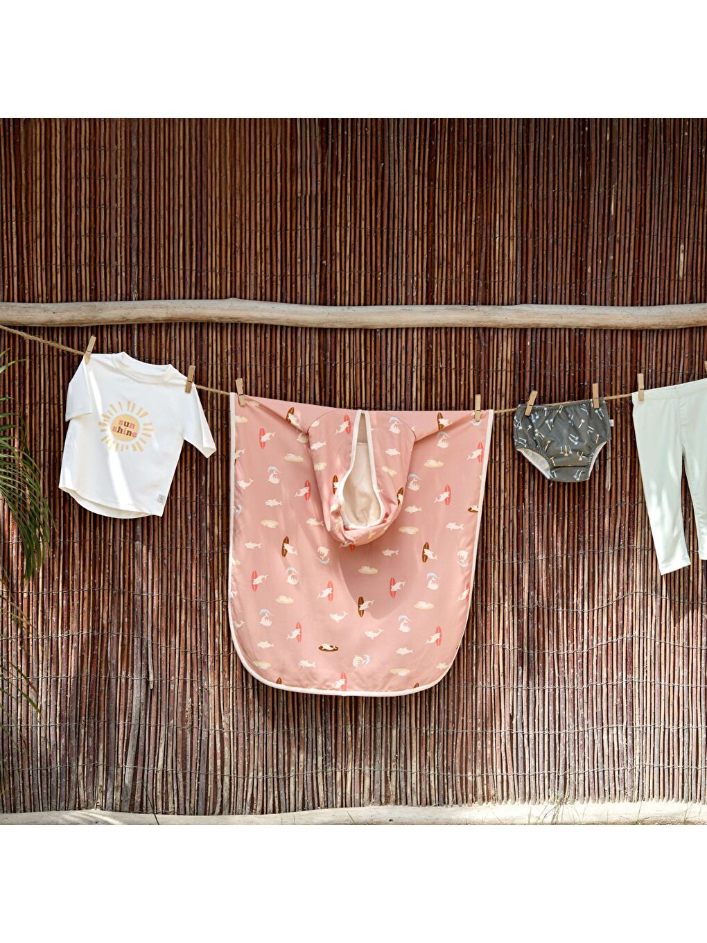 Karışık Dolphin UV Korumalı Plaj Çocuk Panço Peach-5