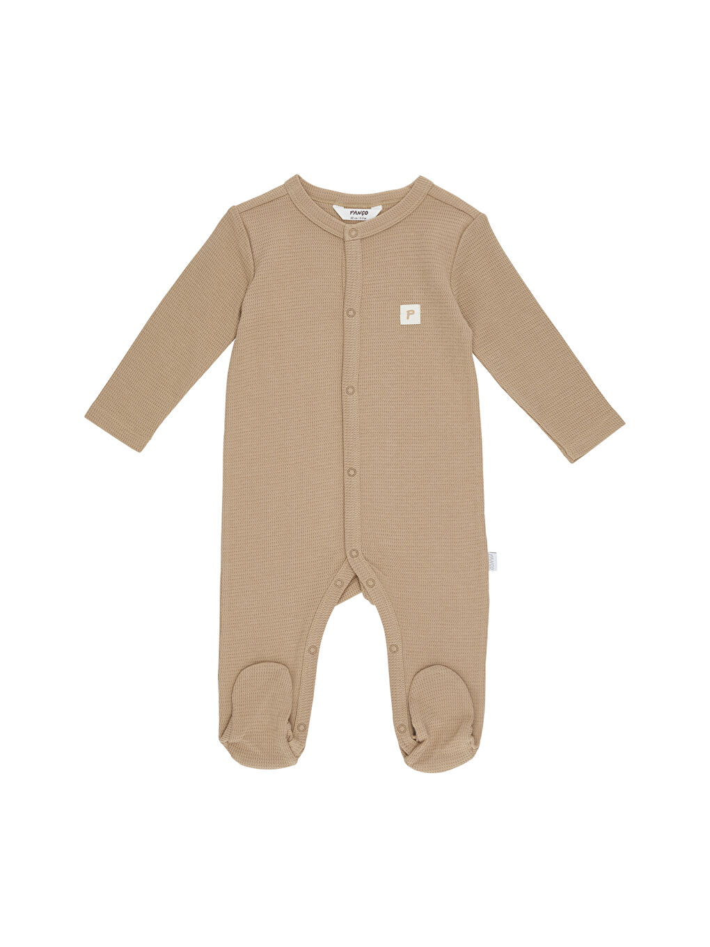 Kahverengi Erkek Çocuk Etiket Detaylı Patikli Tulum