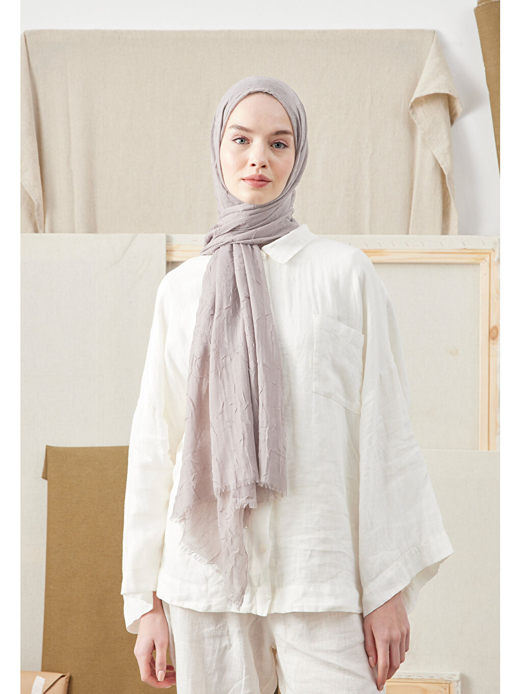 Bej Bambu Şal Vizon-1