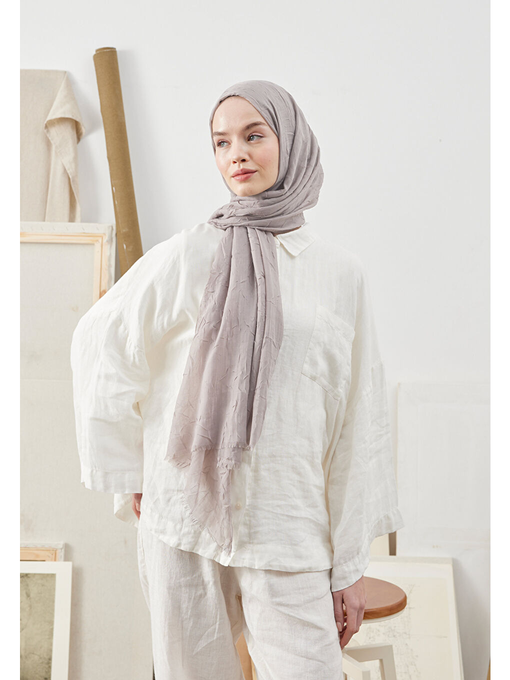 Bej Bambu Şal Vizon-2