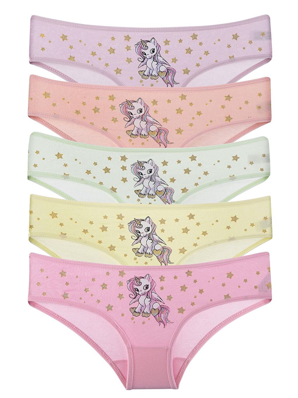 Karışık Kız Çocuk Külot 5'li Paket Pamuklu Elastanlı