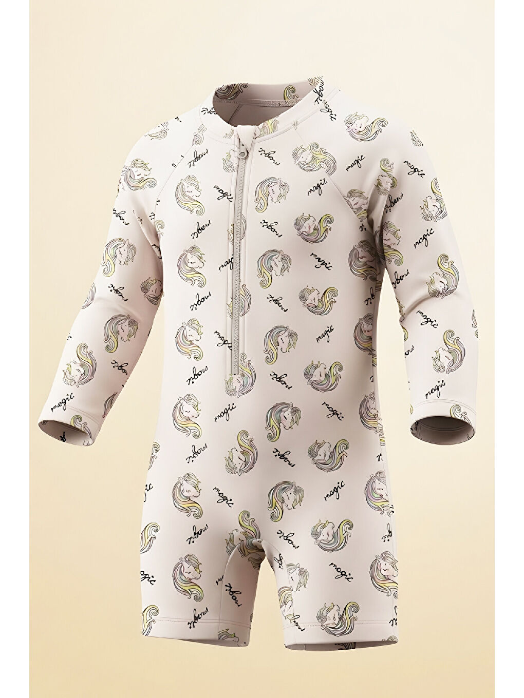 Lila Kız Bebek Tulum Mayo-Uzun Kollu ve Fermuarlı 9-24 Ay 12627B