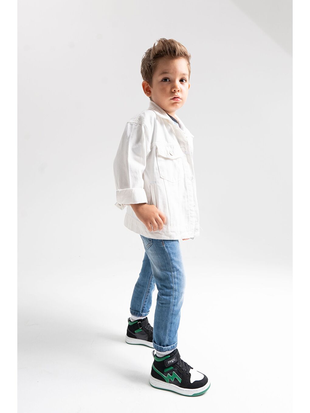 Unisex Çocuk Siyah-Yeşil Hakiki Deri Anatomik Günlük Bot