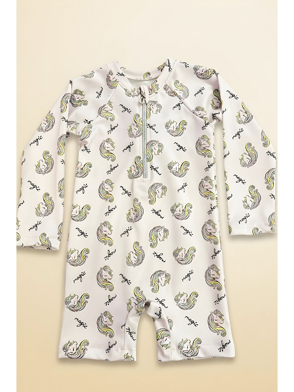 Lila Kız Bebek Tulum Mayo-Uzun Kollu ve Fermuarlı 9-24 Ay 12627B-1