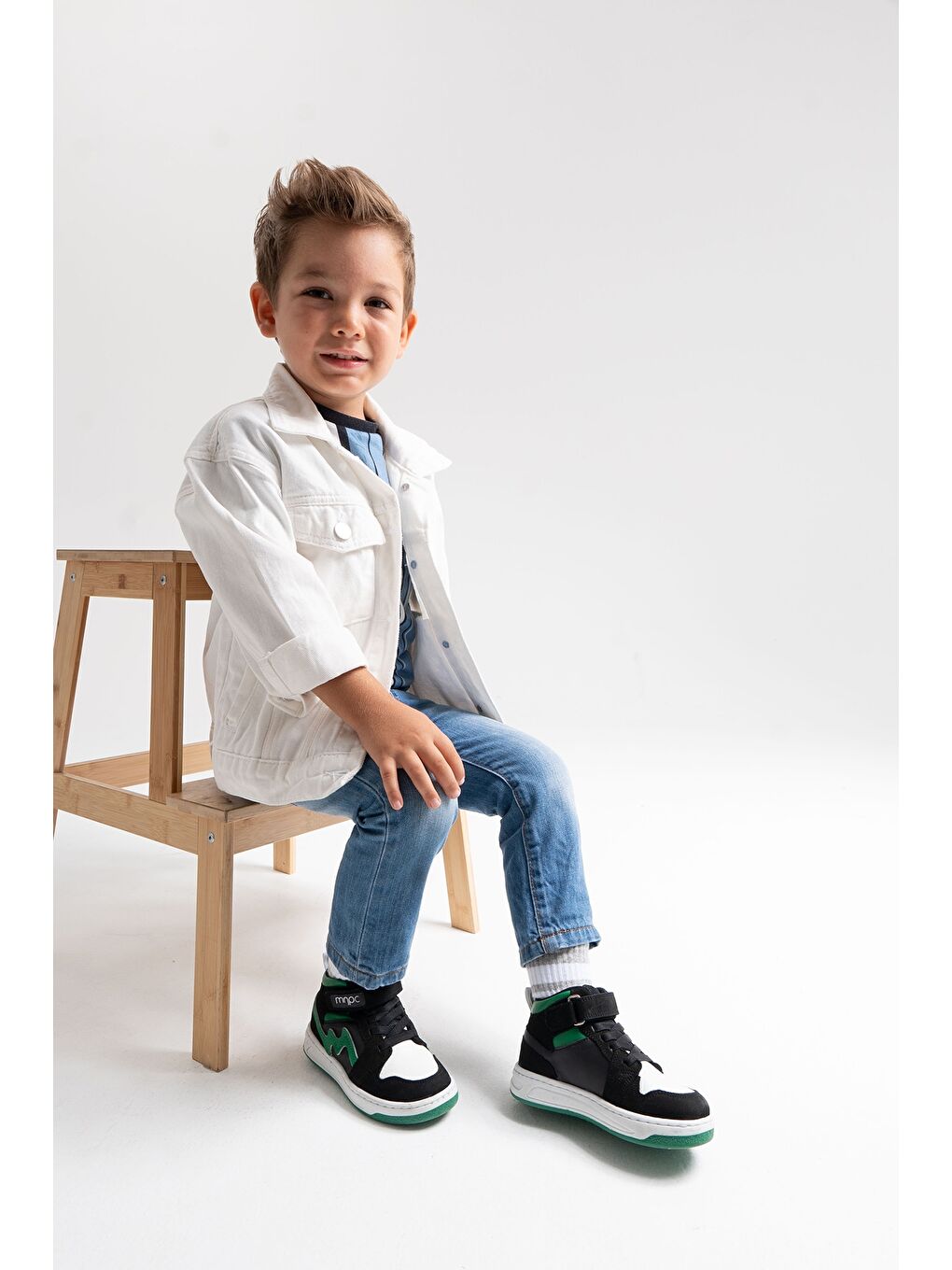 Unisex Çocuk Siyah-Yeşil Hakiki Deri Anatomik Günlük Bot-1