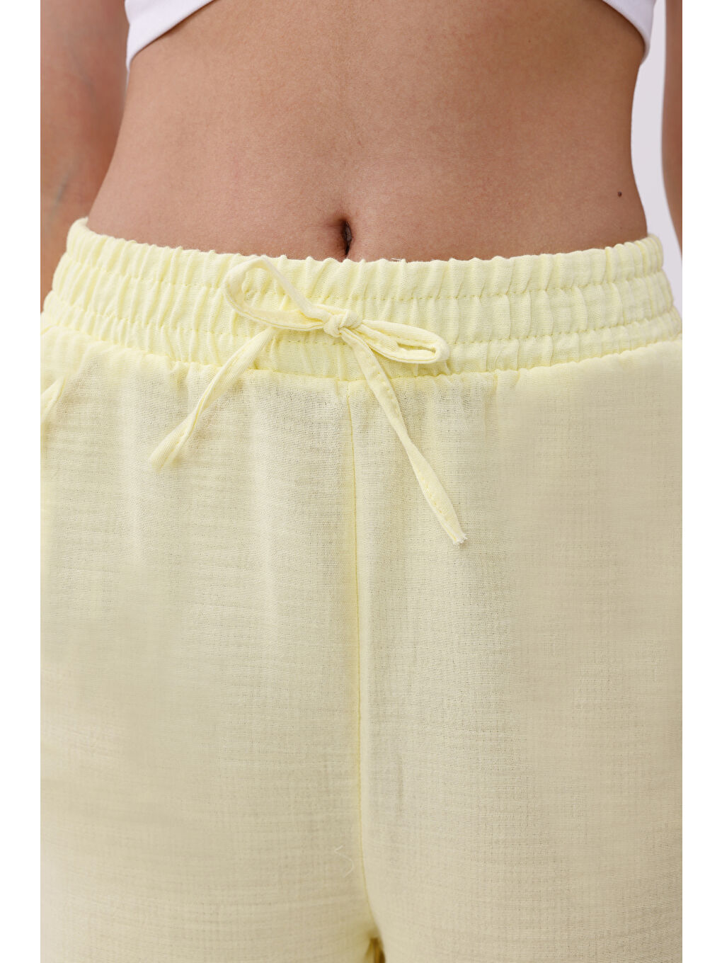 Sarı Müslin Palazzo Kadın Pantolon MÜSLİN-PANTOLON-4