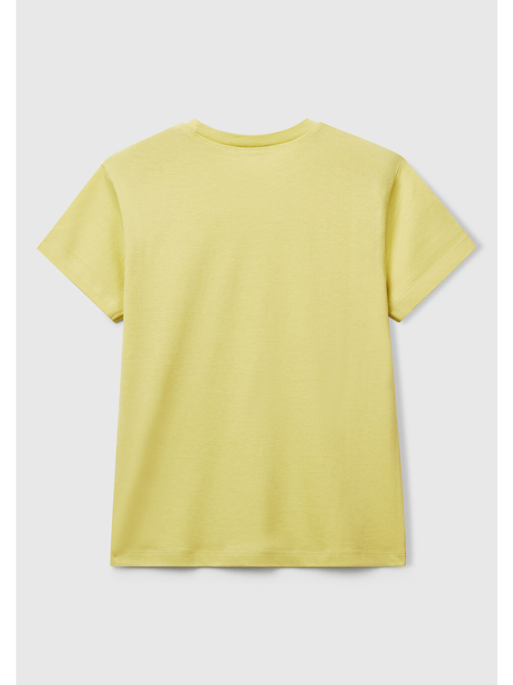 Sarı Erkek Çocuk Hardal Önü Logo Baskılı Bisiklet Yaka T-shirt-1