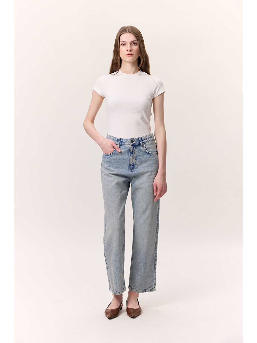 Yüksek Bel Straıght Fıt Jean Açık Mavi-4