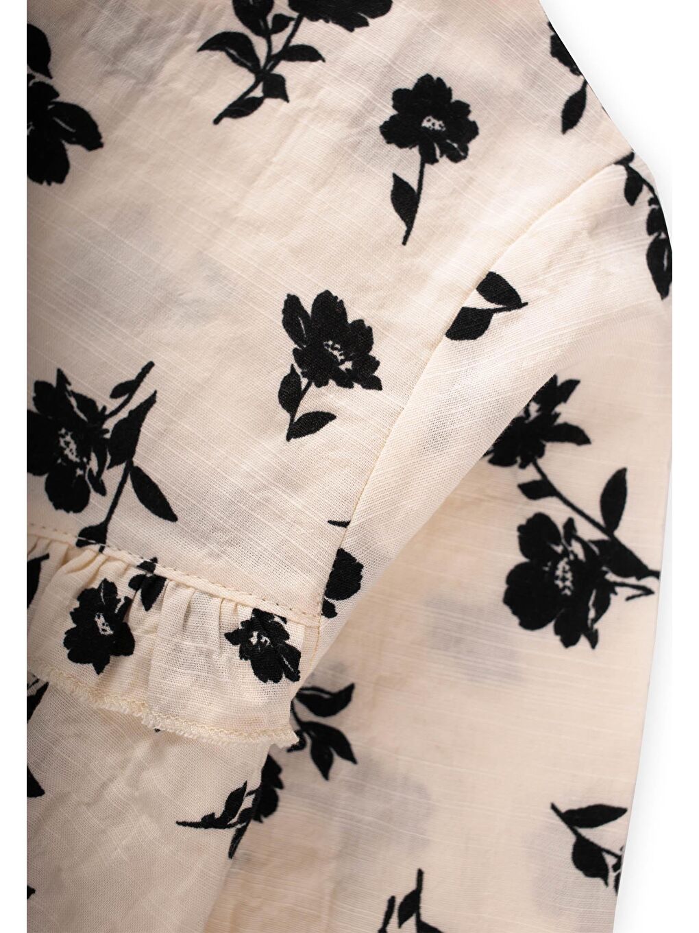 Desenli Gofre Elbise 2-8 Yaş Siyah Çiçekli-2