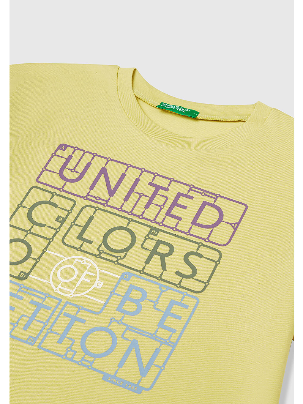 Sarı Erkek Çocuk Hardal Önü Logo Baskılı Bisiklet Yaka T-shirt-2