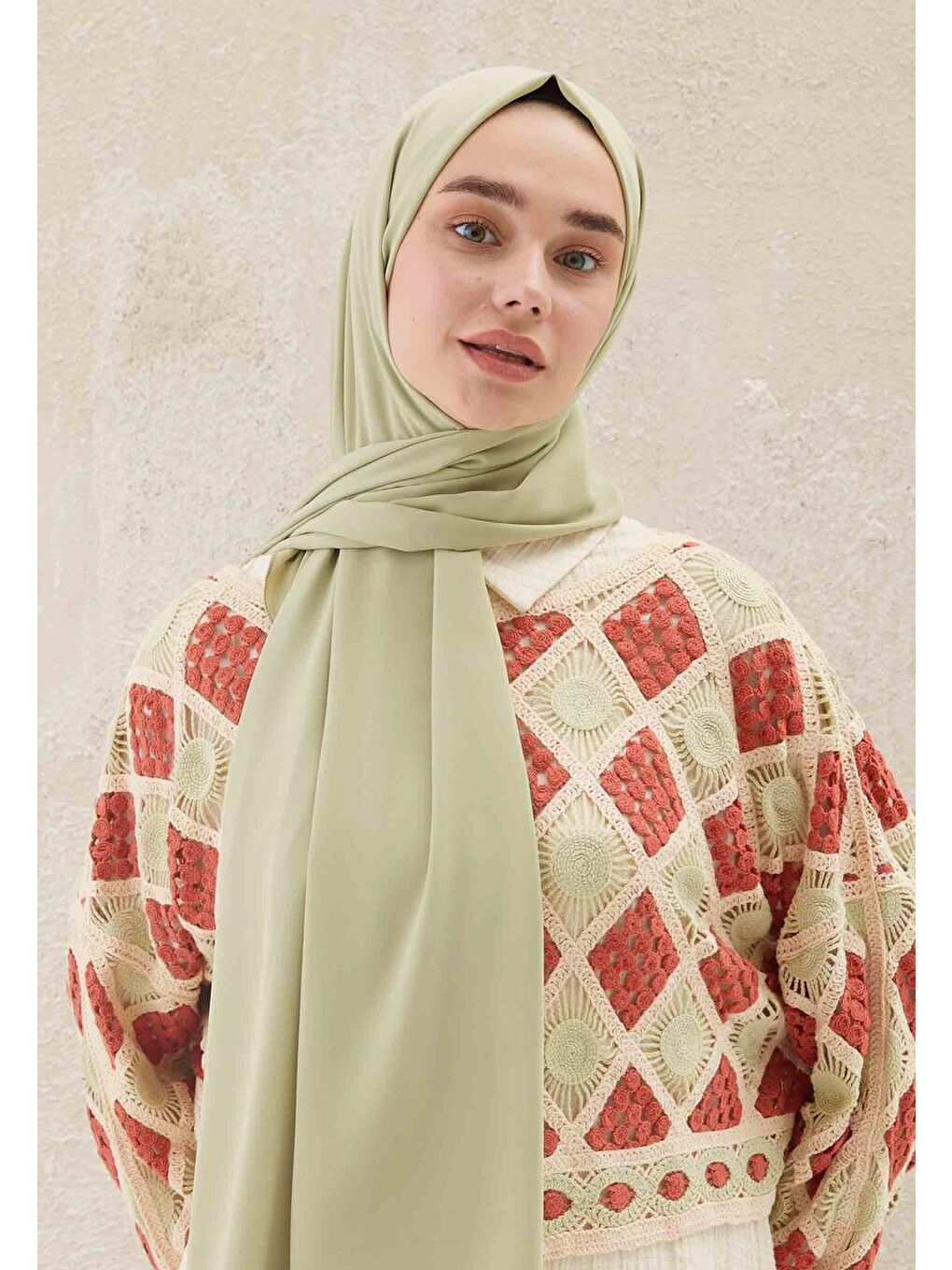 Medine İpeği Şal Uçuk Yeşil-1