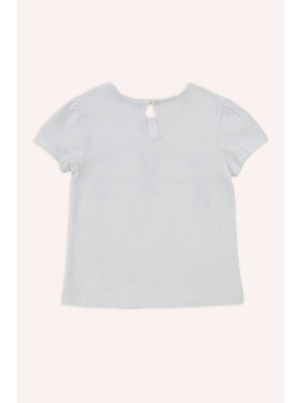 Kız Çocuk Baskı Detaylı T-Shirt Beyaz-2