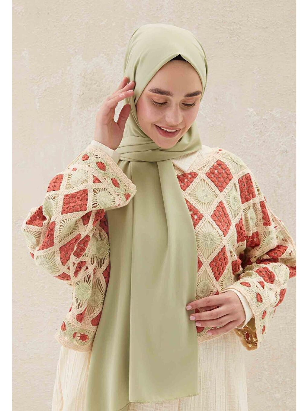 Medine İpeği Şal Uçuk Yeşil-2