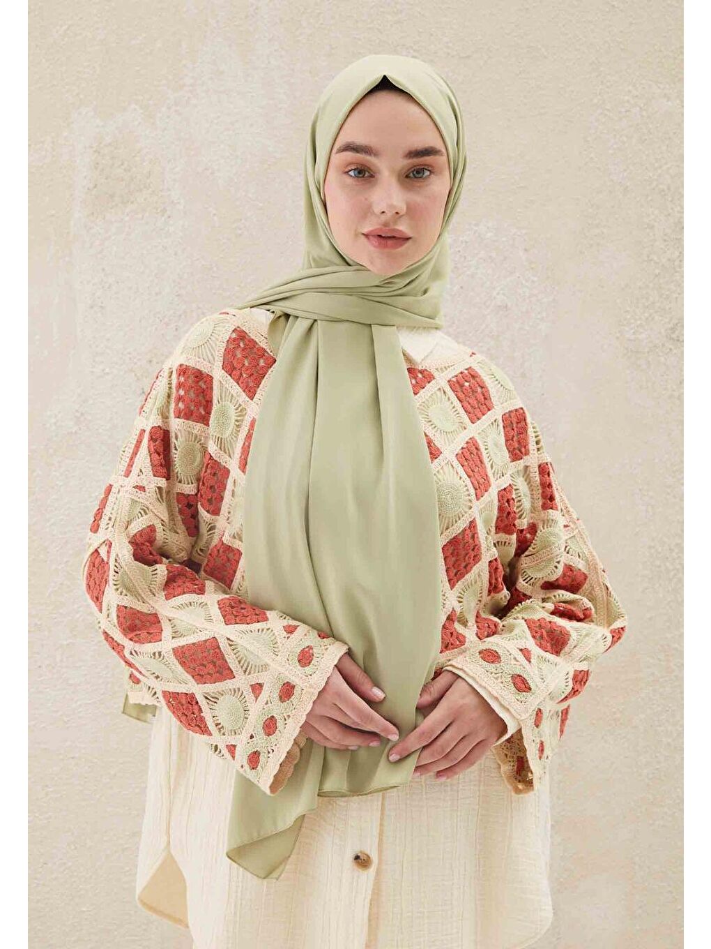 Medine İpeği Şal Uçuk Yeşil-3