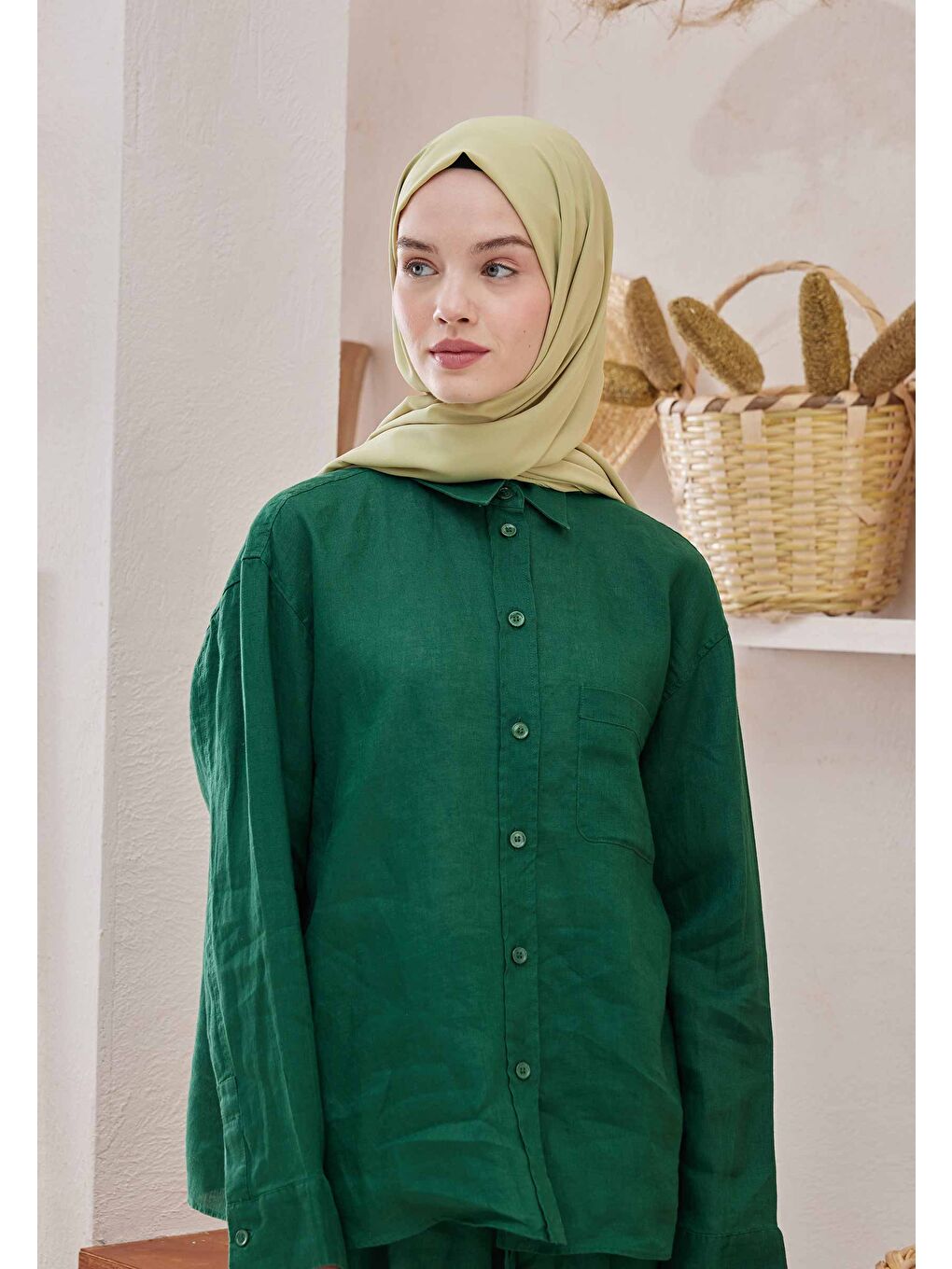 Medine İpeği Şal Uçuk Yeşil-4