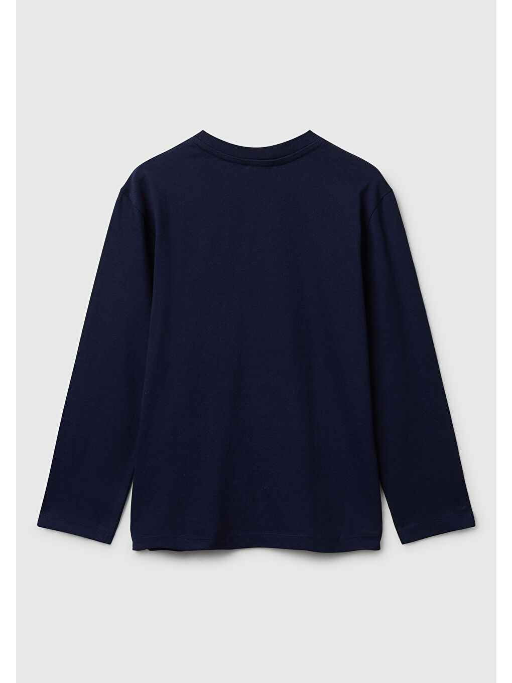 Erkek Çocuk Lacivert Önü Logo Baskılı Bisiklet Yaka Jarse Uzun Kollu T-shirt-1