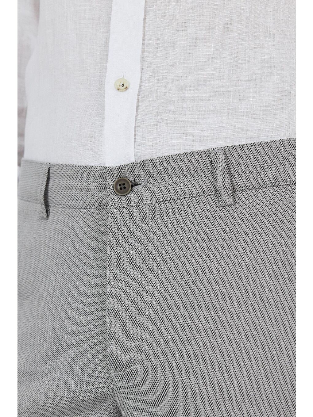 Gri Desenli Armürlü Yan Cep Düz Paça Comfort Fit Pamuklu Casual Chino Pantolon 1003250122-3