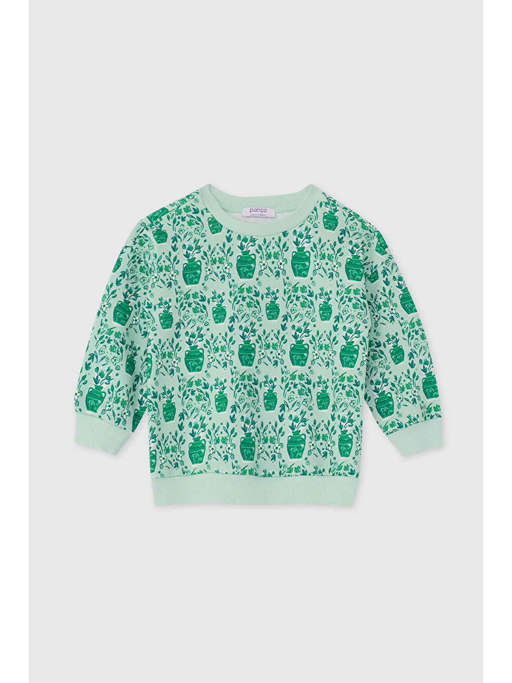 Yeşil Kız Bebek Desenli Mint Sweatshirt