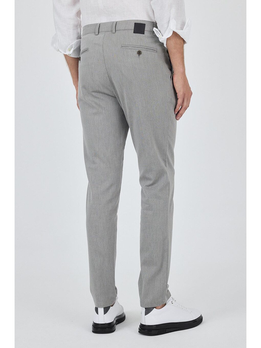Gri Desenli Armürlü Yan Cep Düz Paça Comfort Fit Pamuklu Casual Chino Pantolon 1003250122-4