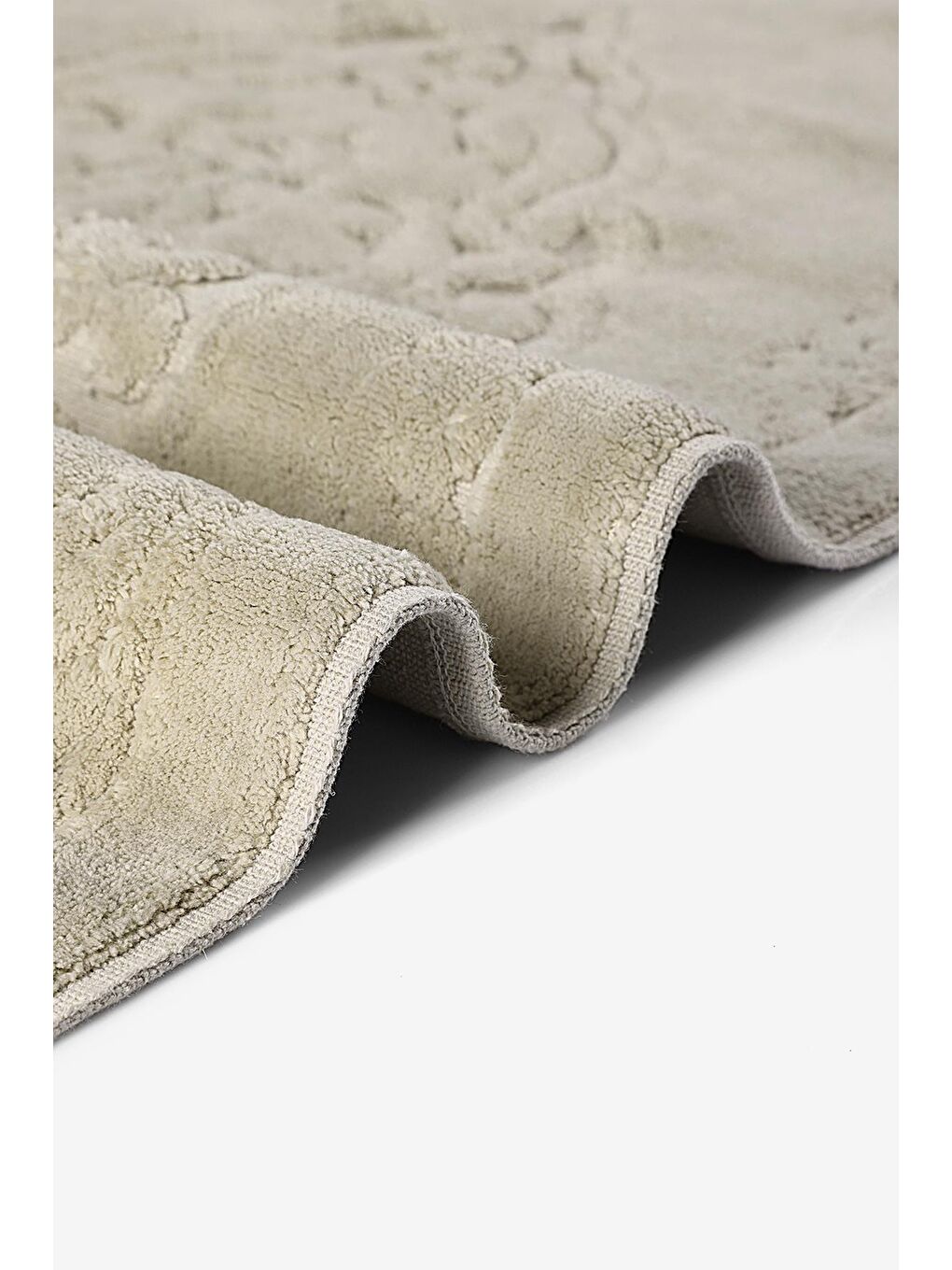 Pamukkale Doğal Pamuklu 2'li Banyo Paspas & Halı Seti 60x100+50x60 Cm - Bej-3