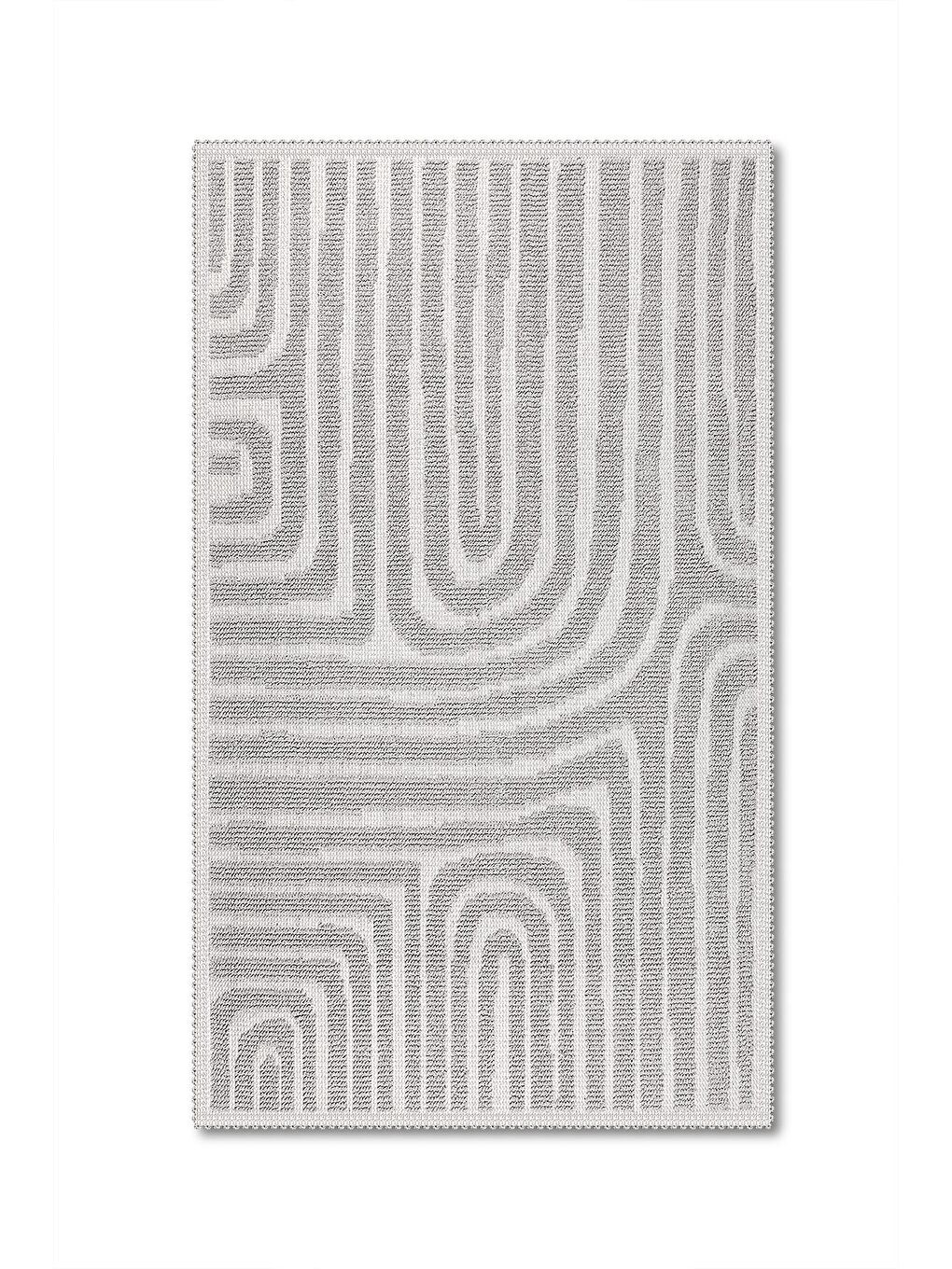 Bej Gela Doğal Pamuklu 2'li Banyo Paspas & Halı Seti 60x100 50x60 Taş-1