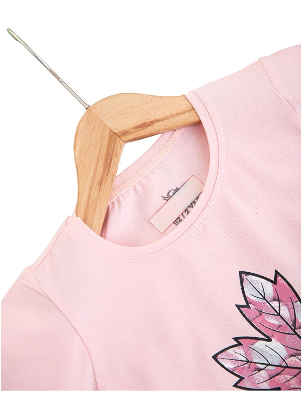 Pembe Kız Çocuk Yazlık Taytlı Baskılı T-shirtlü 2-3-4-5-6-7-8-9 Yaş 2'li Takım-3