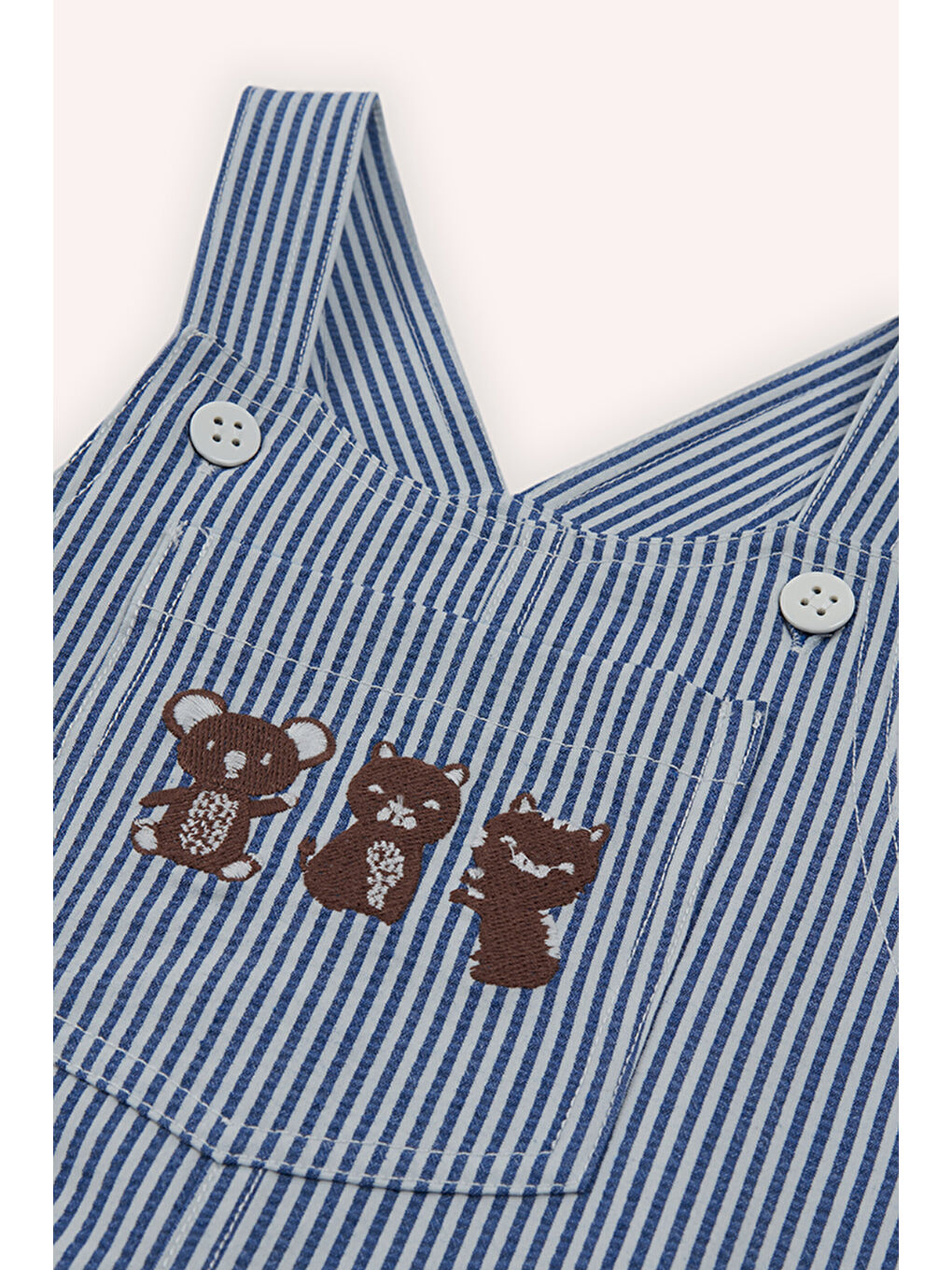 Erkek Çocuk Çizgi Desenli Salopet Mavi-1