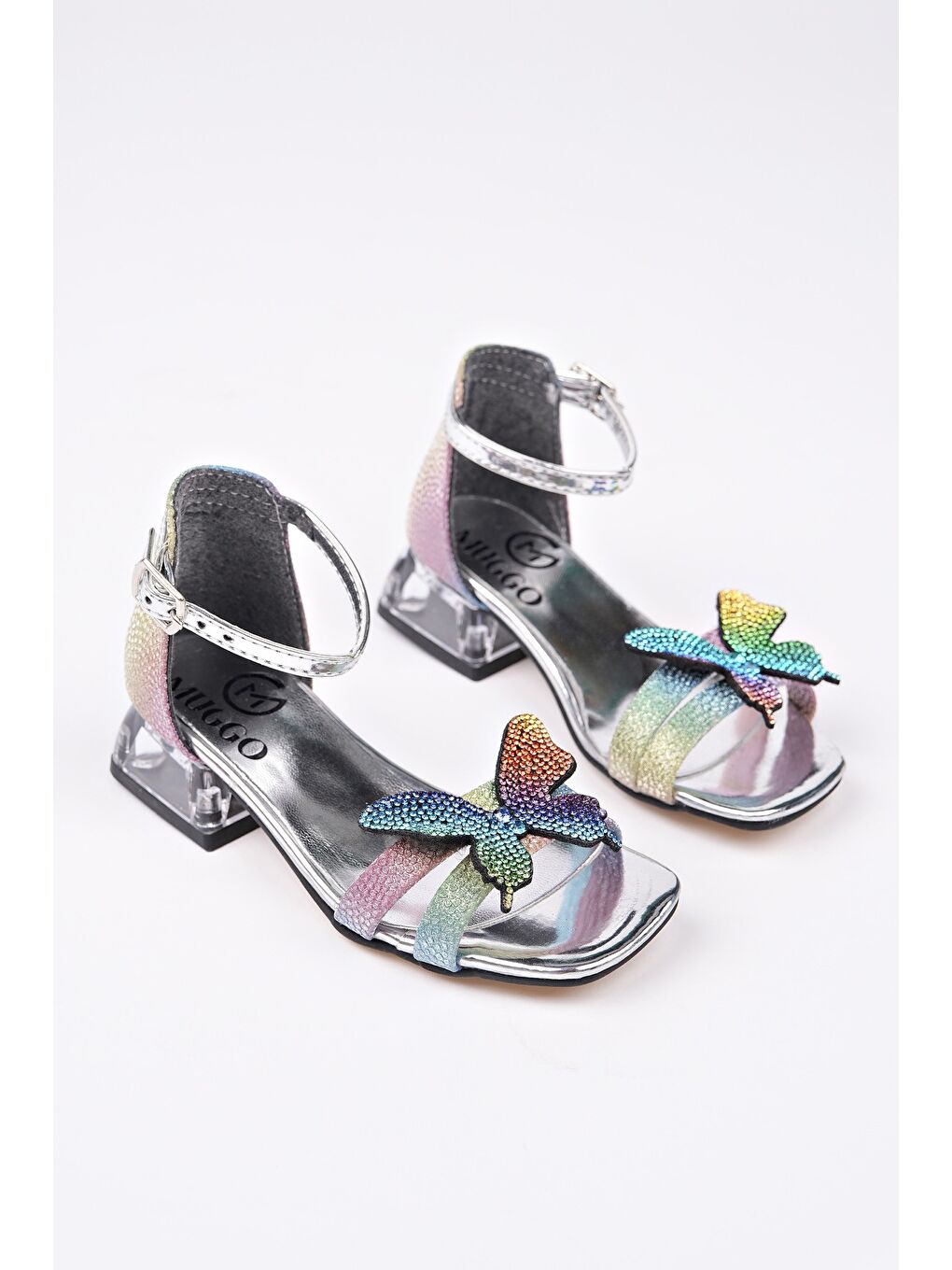 Lila LOLA Kelebek Detaylı Bilekten Bağlamalı Kız Çocuk Kısa Topuklu Ayakkabı-1