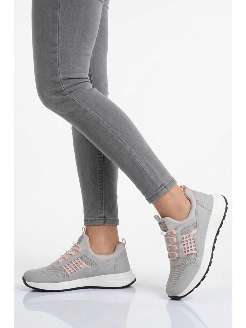 Pembe Buz Pudra Fileli Hafif Esnek Kilit Bağcıklı Unisex Spor Ayakkabı Motano G