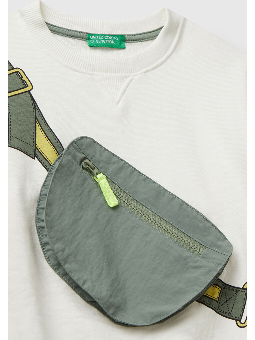 Erkek Çocuk Ekru Önü İllüzyon Efektli Bisiklet Yaka Relaxed Fit Sweatshirt-2