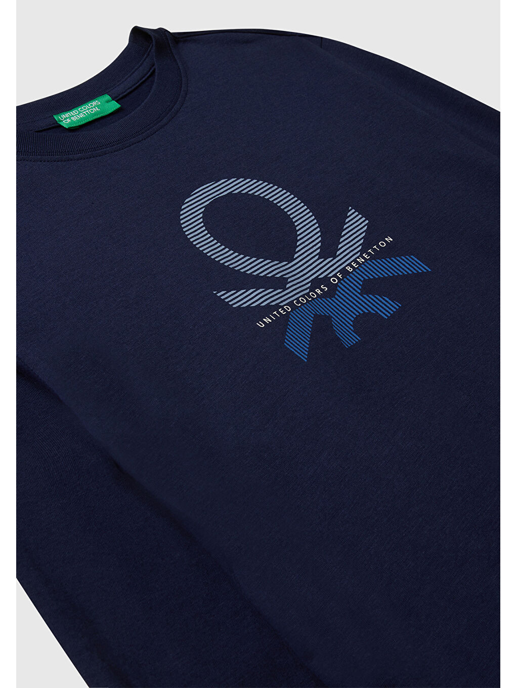 Erkek Çocuk Lacivert Önü Logo Baskılı Bisiklet Yaka Jarse Uzun Kollu T-shirt-2