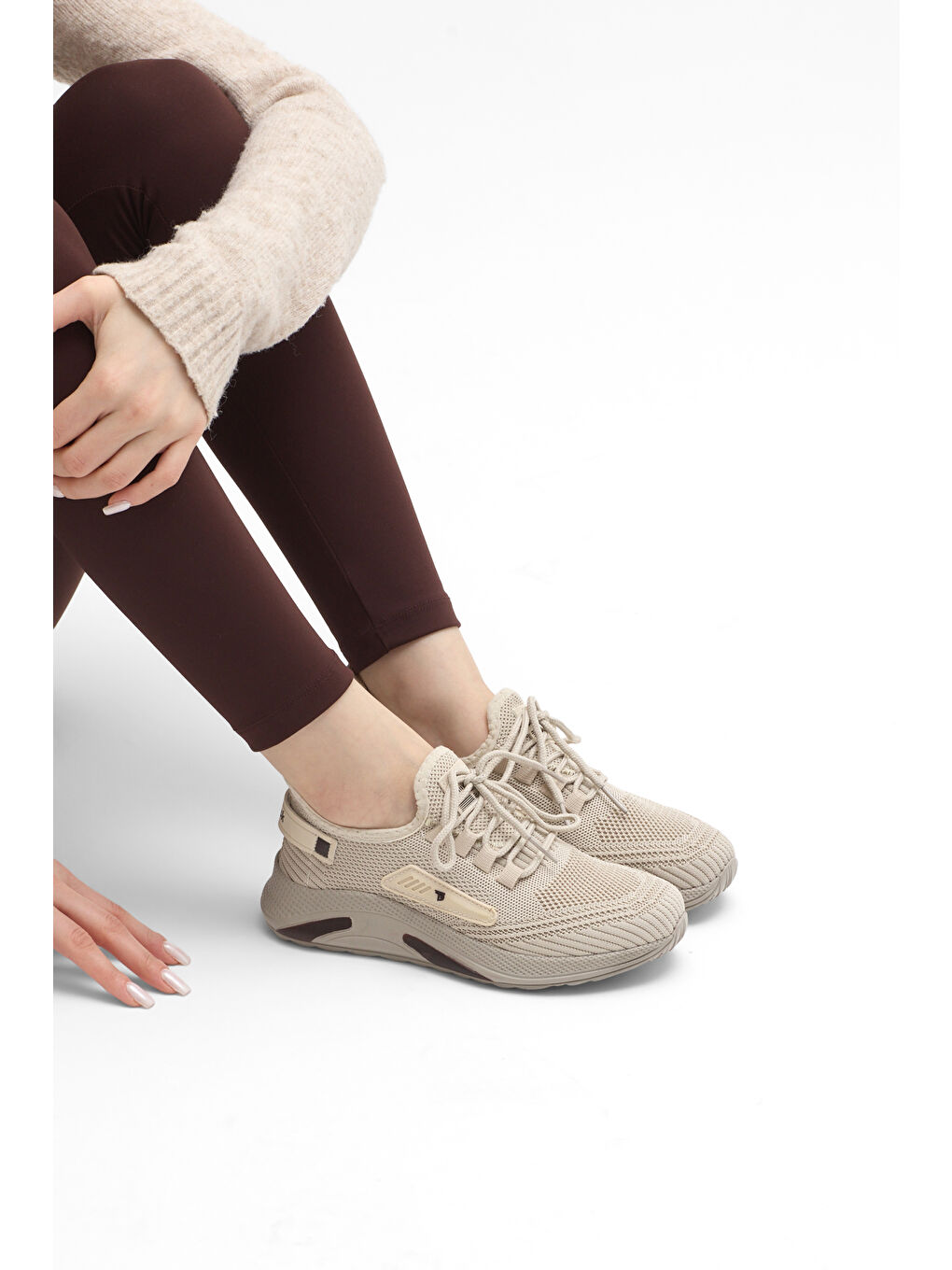 Erkek Bej Esnek Konforlu Rahat Kalıp Spor Ayakkabı-3