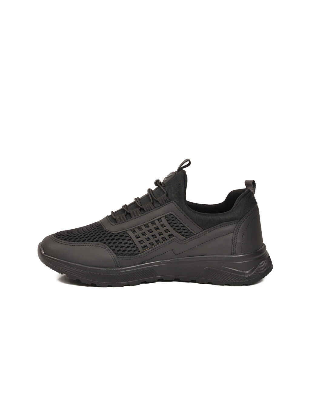 Siyah Fileli Hafif Esnek Kilit Bağcıklı Unisex Spor Ayakkabı Motano G-3