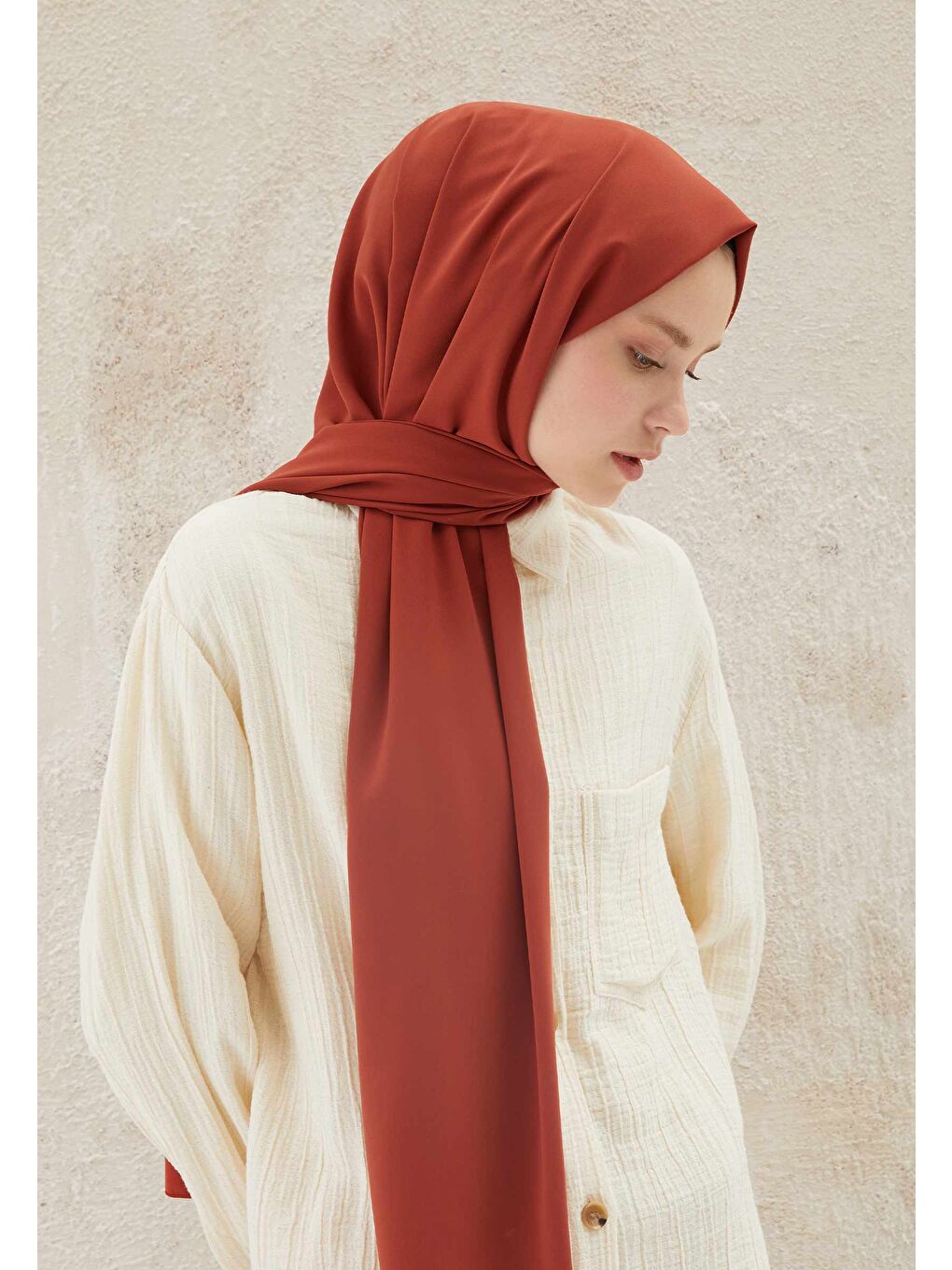 Turuncu Medine İpeği Şal Bakır-3