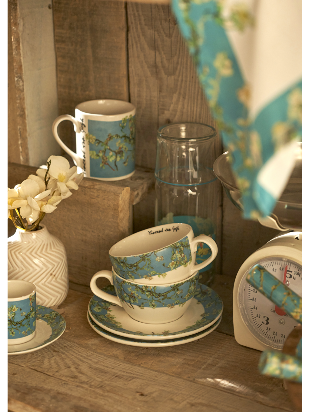 Van Gogh Almond Blossom 2'li Çay Fincanı Seti Turkuaz (270 Cc)-2