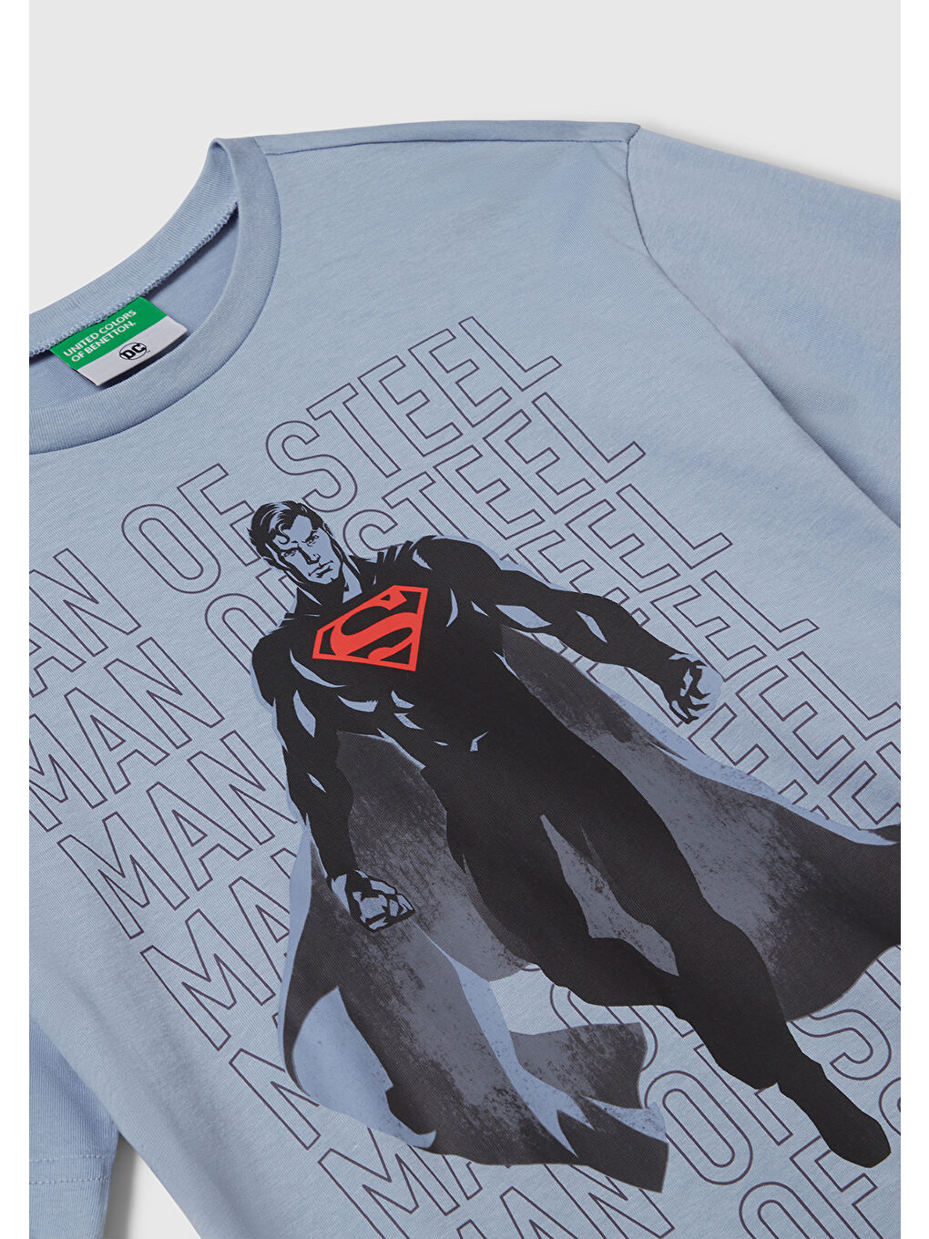Erkek Çocuk Mavi Superman Baskılı Logo Etiketli T-shirt-2