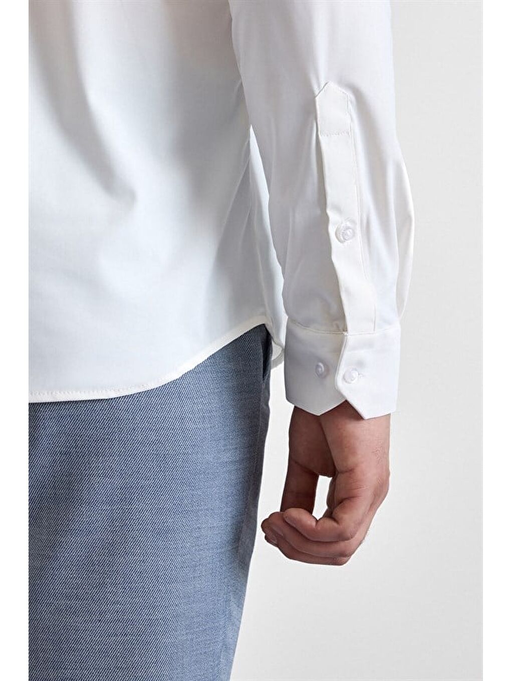 Beyaz Slim Klasik Yaka Düz Casual Gömlek-1