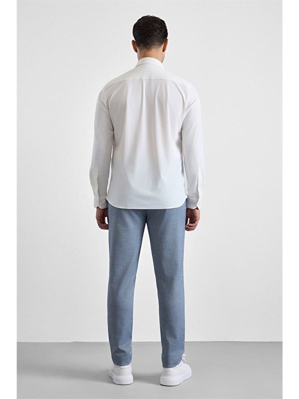 Beyaz Slim Klasik Yaka Düz Casual Gömlek-2