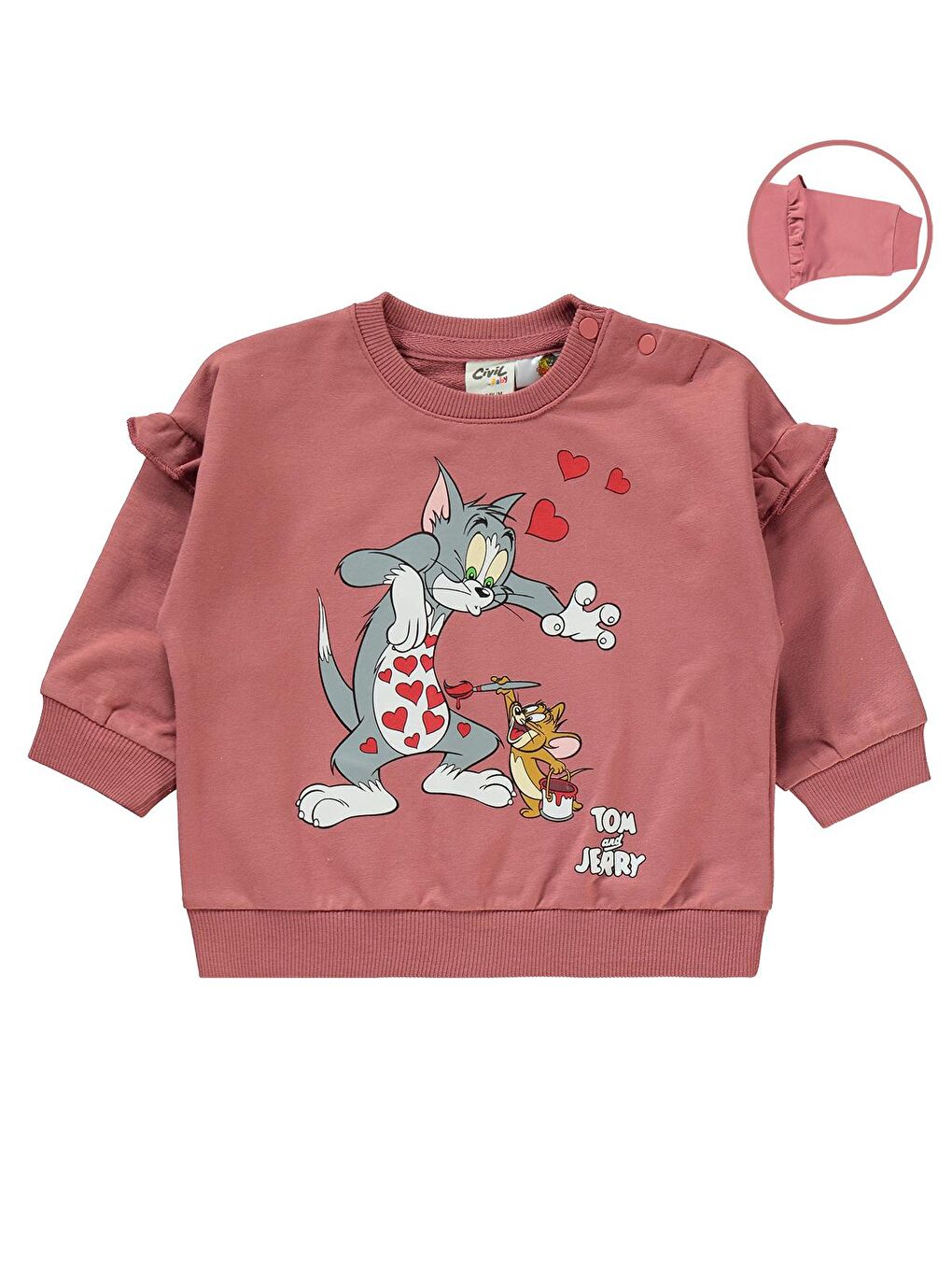 Civil Gülkurusu Tom ve Jerry Kız Bebek 6-18 Ay Takım Gül kurusu - 2